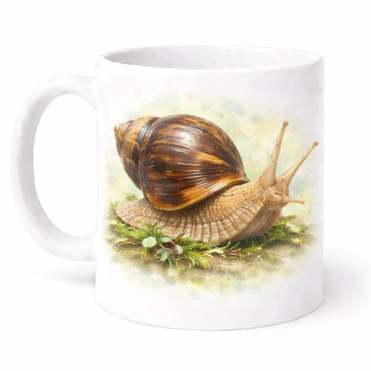 African Land Snail Mug - Premium White Ceramic 11oz Coffee Cup | Dishwasher Safe
