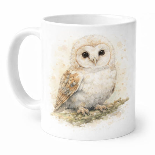 Barn Owl Mug – 11oz Ceramic Coffee Cup With Woodland Wildlife Watercolour Design