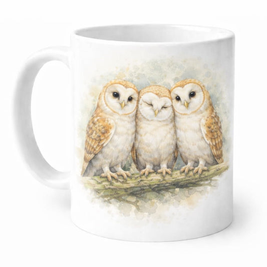 Barn Owl Mug - 11 oz Ceramic Coffee Mug With Watercolor Owl Design & Dishwasher Safe
