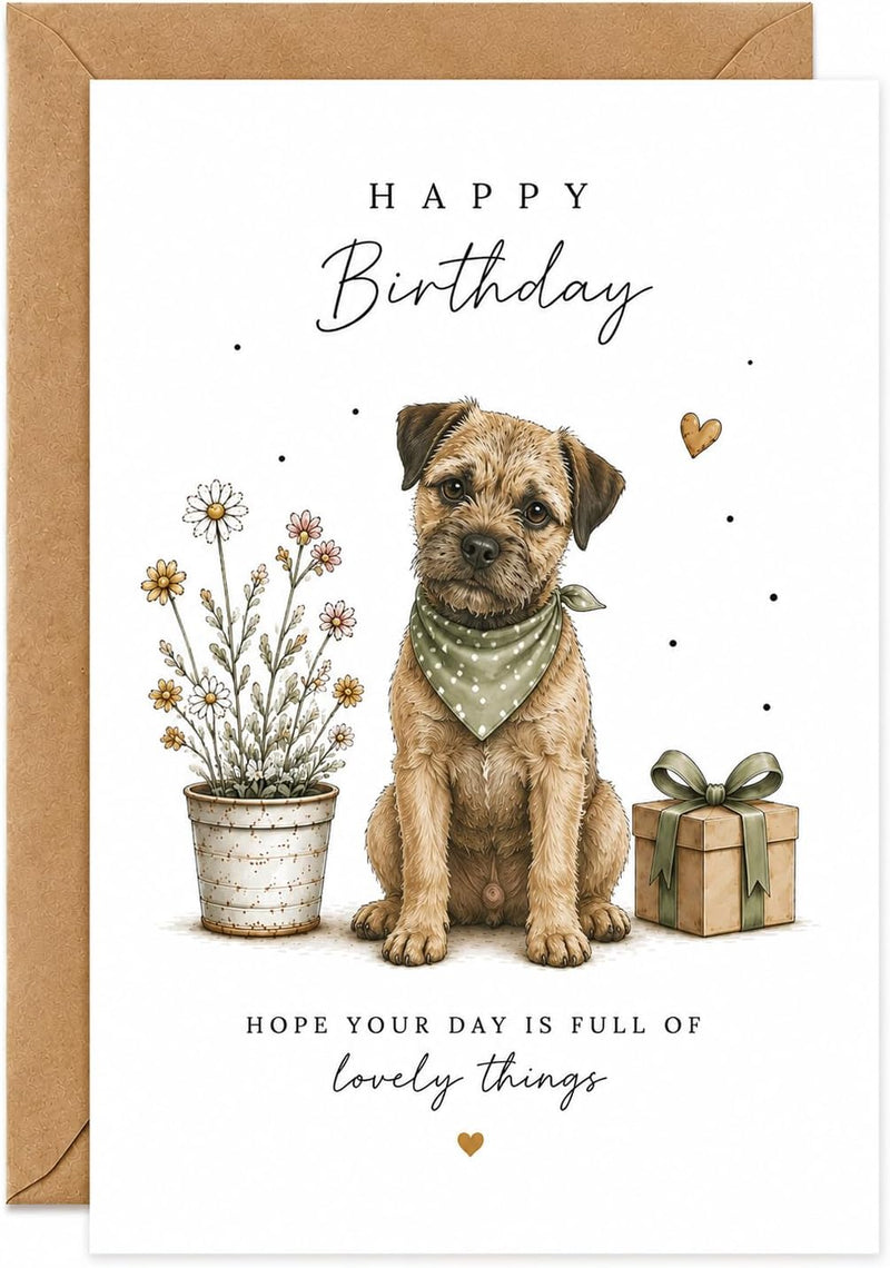 Border Terrier Happy Birthday Card