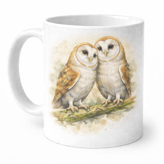 Barn Owl Mug | Double-Sided Owl Design on 11 oz Ceramic Cup - Microwave Safe